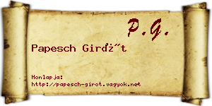 Papesch Girót névjegykártya